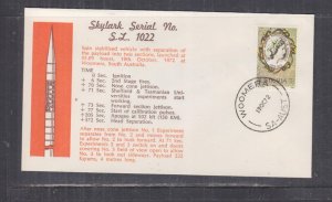 AUSTRALIA, 1972 WOOMERA ROCKET RANGE, SKYLARK SL 1022 LAUNCH cover.