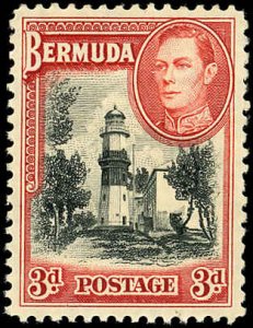 BERMUDA Sc 121 VF/MH- 1938 3p St.David's Lighthouse & KGVI