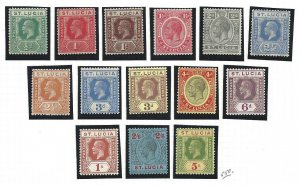 1921-30 ST. LUCIA SG 91/105 14 MH/* values