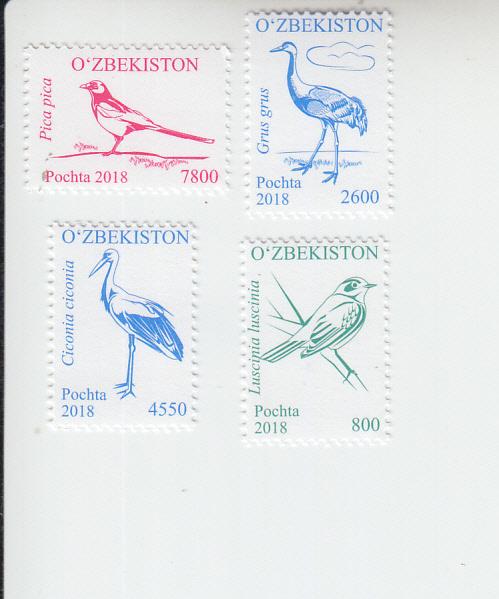 2018 Uzbekistan Birds Pt 2 (4) (Scott 846, 851, 854-55) MNH