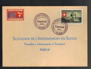 1940 Rickenbach Switzerland Polish Internment Camp Postcard Souvenir Cover