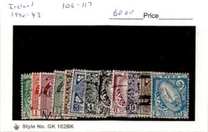 Ireland, Postage Stamp, #106-117 Used, 1940-42 Map, Sword (AF)
