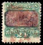 #120 used24c Declaration Indepen1869 Pictorial Issue G-grill