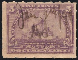 R167 5¢ Documentary Stamp (1898) Used