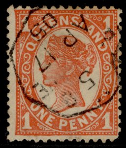 AUSTRALIA - Queensland QV SG233, 1d vermilion, FINE USED. CDS