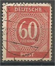 GERMANY, 1946, used 60ph, Numeral Scott 552