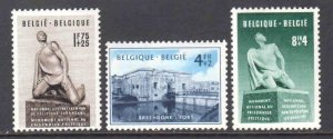 BELGIUM B495-B497 OG NH-H U/M-M/M VF $68 SCV BEAUTIFUL GUM