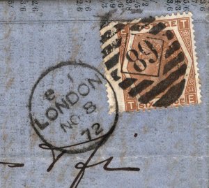 GB Cover London 1872 Sicily PRICES CURRENT 6d DEEP CHESTNUT (Plate 11) 23b.21