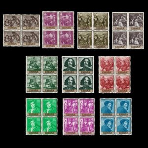 Spain 1959 Edifil #1238/47 Paintings Diego Velazquez in Blocks x4 MNH Luxe