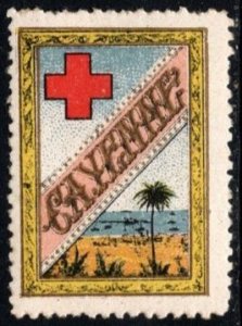 1914 WW1 France Delandre Poster Stamp Cayenne, French Guiana Red Cross MNH