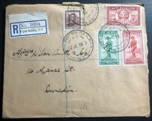 1939 Wellington Railway Station New Zealand Cover To Dunedin Anzac Stamps