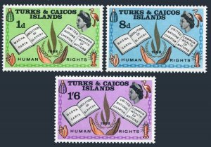 Turks & Caicos 175-177, MNH. Michel 217-219. Human Rights Year IHRY-1968. Flame.