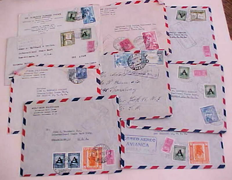 COLOMBIA  9 DIFF. COVERS AEREO TAQUILLA #1 thru 9 OF 1950's