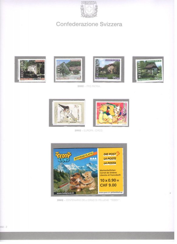 2002 SWITZERLAND Year Set on Bolaffi MNH ** sheets