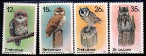 Rhodesia/Zimbabwe Scott 542-45 Topical OWLS BIRDS MINT NEVER HINGED