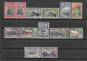 CEYLON 1935/6 SG 368/78 + 368a/69a USED Cat £42