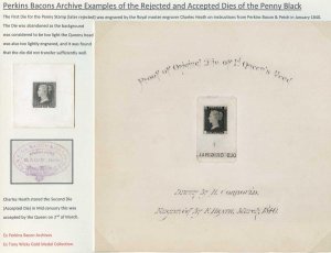 Perkins Bacons Archive Examples of the Penny Black Rejected and Accepted Dies 