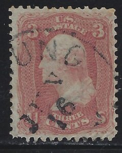 Scott # 64b  Lot E232  3c Washington  rose pink  Used