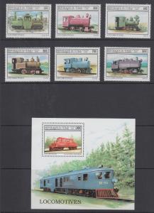 Chad Sc 825-831, 839-845 MNH. 1999 Locomotives and Minerals, 2 complete sets, VF