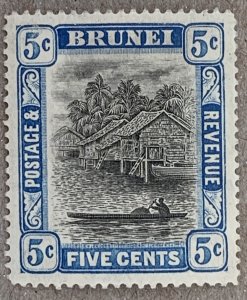 Brunei 1907 5c grey-black & blue. Unused. Scott 21, CV $60.00. SG 27