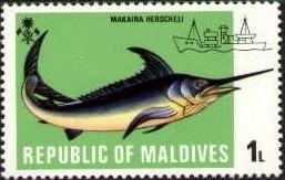 Fish, Swordfish Herschel's Marlin, Maldives Islds SC#436 MNH