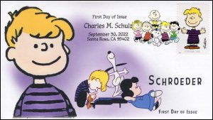 22-243, 2022 ,Charles M Schulz, Digital Color Postmark, First Day Cover, Peanuts