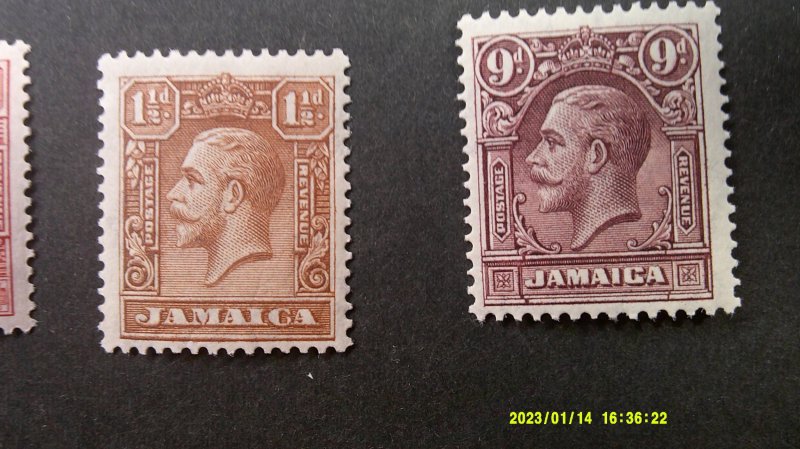 Jamaica 1929-1932 King George V Issue Scott# 103, 103a-108 Complete VF-XF MLH