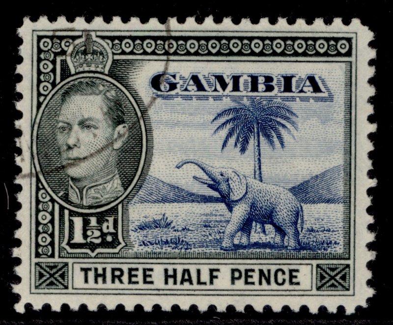 GAMBIA GVI SG152c, 1½d blue & black, FINE USED.