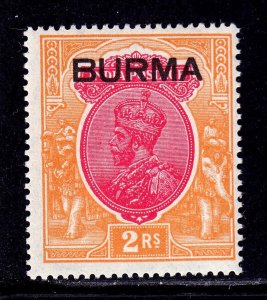 BURMA — SCOTT 14 — 1937 KGV 2r ISSUE — MH — SCV $29