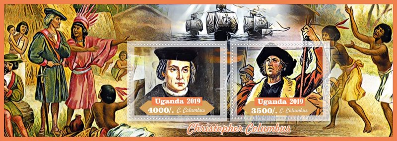 Stamps. Ships,  Christopher Columbus 2019 year 1+1 sheets perforated