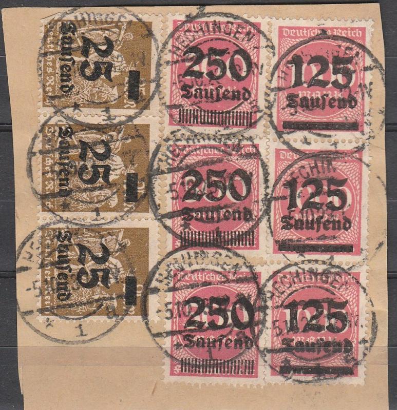 Germany #247, 255, 259   F-VF Used On Piece CV $53.70  (A15152)