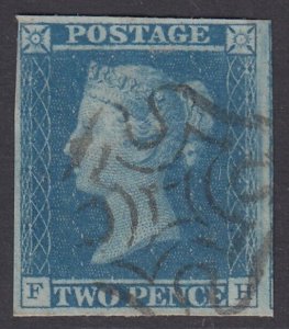 SG 14 1841 2d blue plate 3 lettered FH. Very fine used. 4 good to large...