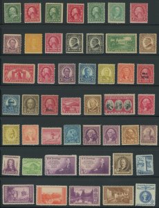 USA - 96 different older mint/unused stamps - all front of book