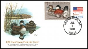 1981 Federal Duck Stamp Sc RW48 $7.50 FDC with Fleetwood cachet