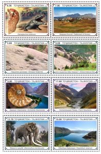 Tajikistan 2020 Paleontology of Tajikistan set of 8 perforated stamps MNH