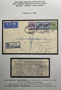 1930 Belfast England Early Airmail Service Cover To East London South Africa