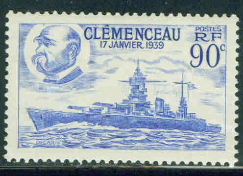 FRANCE Scott 371 MH* 1939 Battleship Clemenceau
