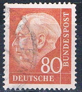 Germany 760 Used President Heuss missing perfs 1956 (G0436)