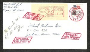 USA #1895 STAMP + METER MAIL CROWLEY LOUISIANA SPECIAL DELIVERY COVER 1984