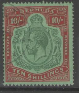 BERMUDA SG92g 1930 10/= GREEN & RED/DEEP EMERALD FINE USED