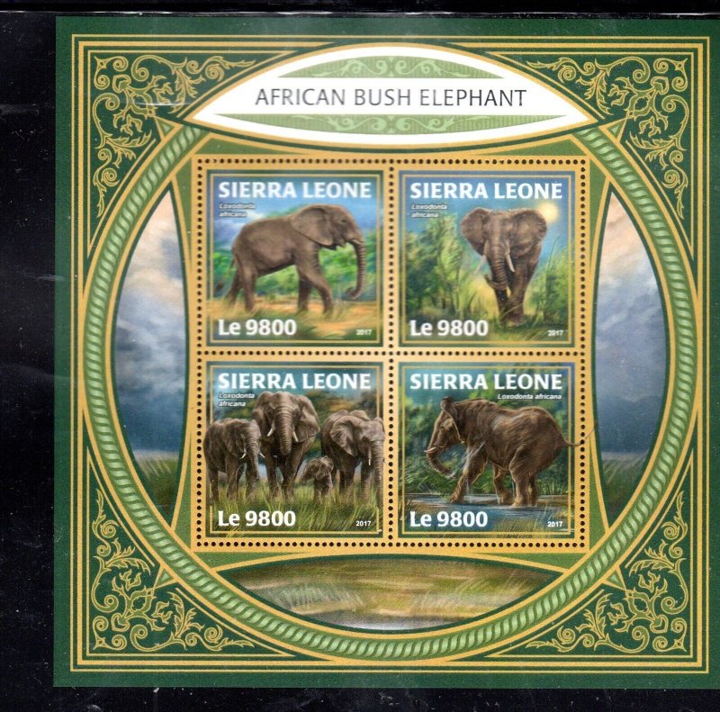 SIERRA LEONE #4587 2017 AFRICAN BUSH ELEPHANT MINT VF NH O.G M/S4