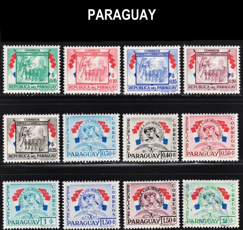 Paraguay Scott 508-19 complete set F to VF mint & CTO.