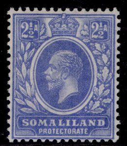 SOMALILAND PROTECTORATE GV SG76, 2½a bright blue, M MINT.