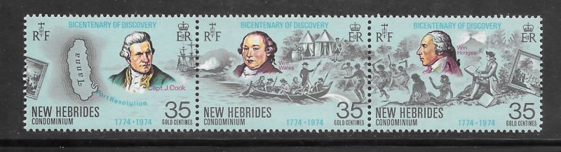 NEW HEBRIDES #189-91 MNH Strip of 3 (14782)