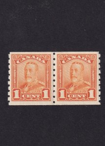 Canada, Scott 160, Mint LH, VF, Coil Pair FRom GV Scroll Issue