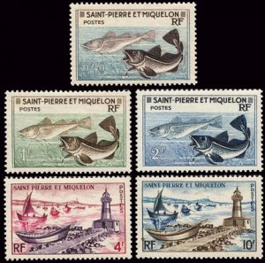 Scott #351-5 Fish and Fishing Feet MNH