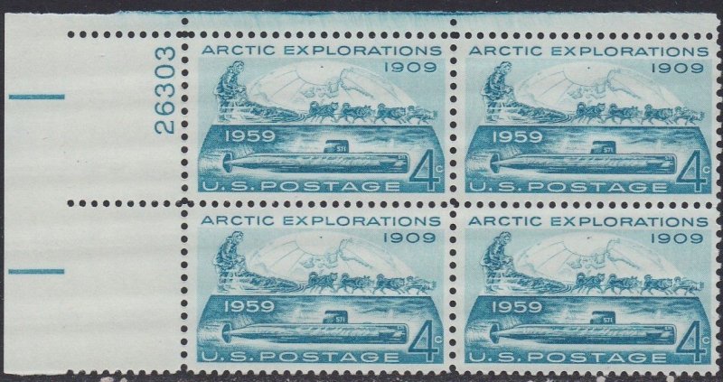 1128 Arctic Exploration Plate Block MNH