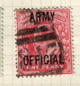 BRITAIN; 1890s classic Official ARMY Revenue Optd. fine used 1d. value