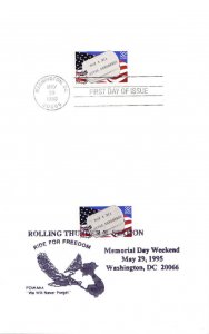 USPS 1st Day Ceremony Program #2966 POW/MIA Vietnam Mem Rolling Thunder + Decal