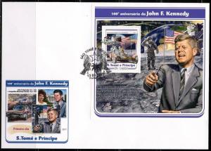 SAO  TOME 2017 100th BIRTH ANNIVERSARY OF JOHN F. KENNEDY S/S FIRST DAY COVER
